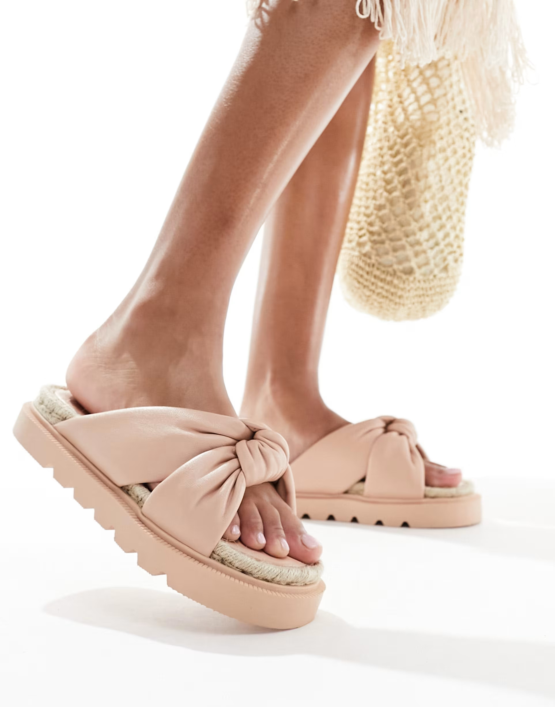 ASOS DESIGN Jemima cross strap espadrilles in light pink | ASOS (Global)