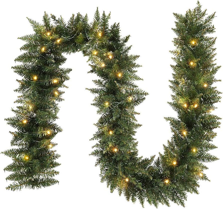 ANOTHERME 9 FT Pre-lit Christmas Garland Holiday Artificial Decor for Stairs Wall Door Indoor Out... | Amazon (US)