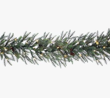 Faux Lit  New England & Pine Garlands with Pinecones - Set of 2 | Pottery Barn (US)