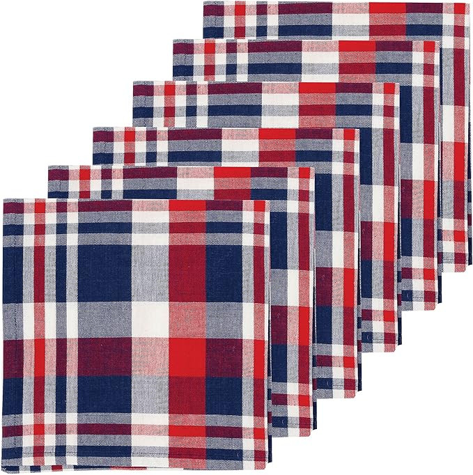C&F Home Harbor Red White and Blue Plaid Woven Cotton Patriotic 4th of July Memorial Day Labor Da... | Amazon (US)