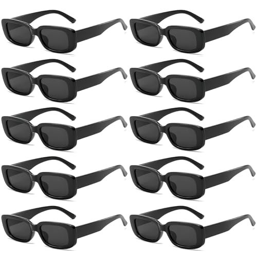 10 Pack Rectangle Sunglasses for Women/Men Retro Narrow Square Glasses Black Vintage Eyewear Luxury Design | Amazon (US)