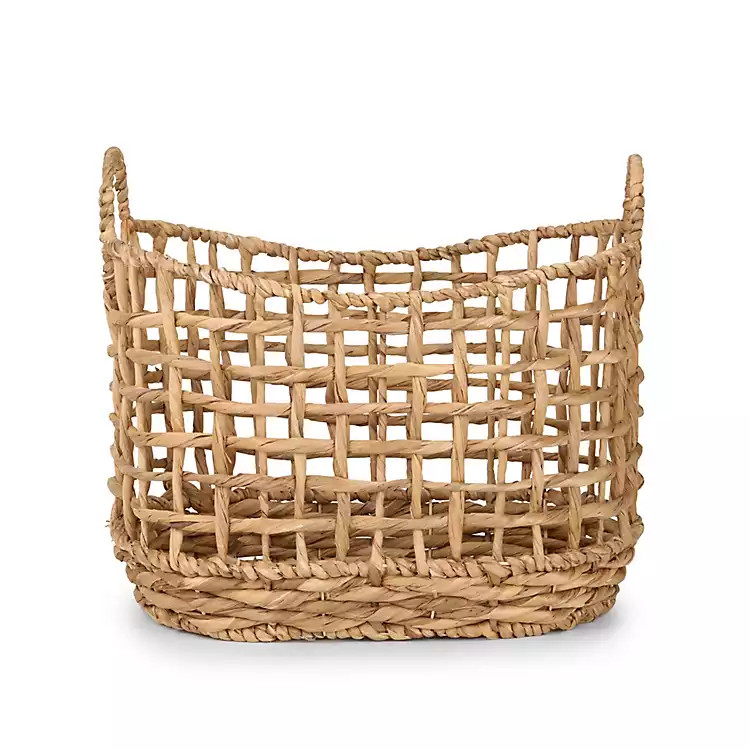 New! Large Water Hyacinth Open Weave Basket | Kirklands
