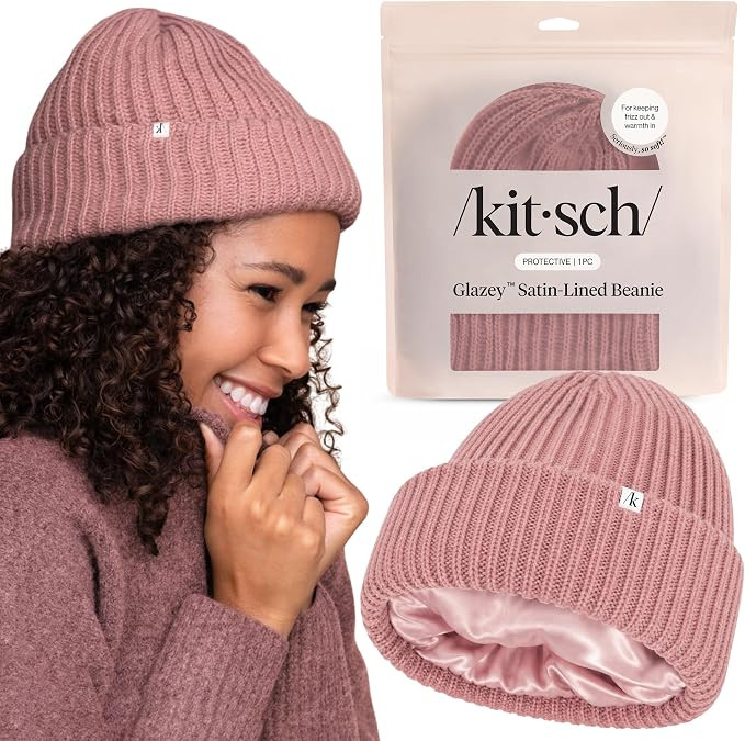 Kitsch Glazey™ Satin Lined Beanie for Men and Women – Cozy Winter & Anti Frizz Beanies for Me... | Amazon (US)