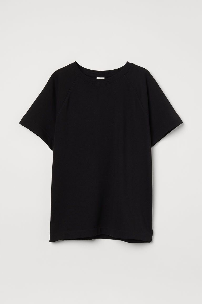 H & M - Short-sleeved Sweatshirt - Black | H&M (US + CA)