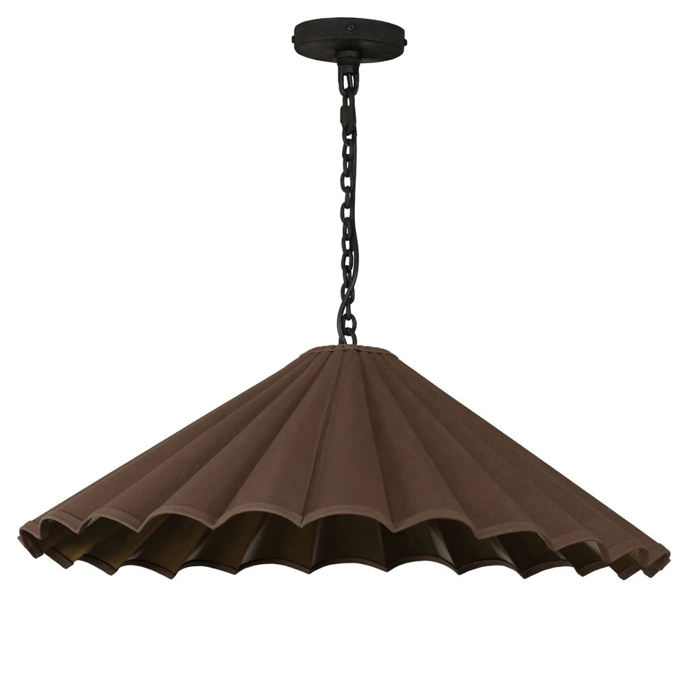 Fiorella French Country Brown Scalloped Shade Pendant | Kathy Kuo Home