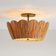 Greta Scalloped Raffia 18" Flush Mount Light + Reviews | Crate & Kids | Crate & Barrel