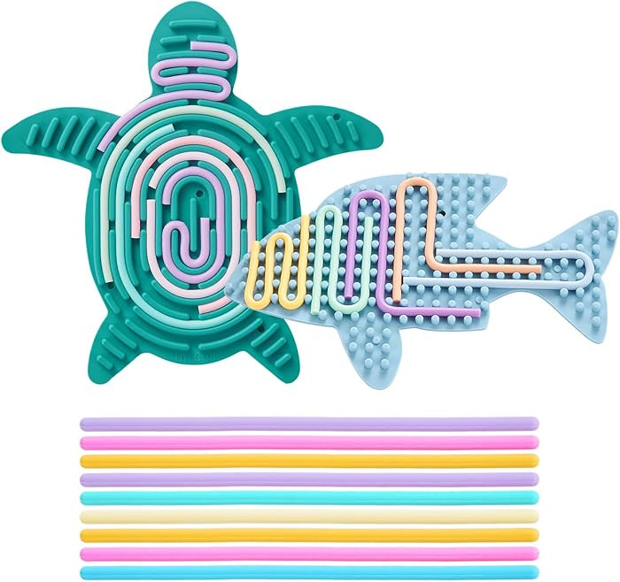 2 Pack Sensory Activity Board with 20 Random-Color Strings, Double-Sided Silicone Sensory Fidget ... | Amazon (US)