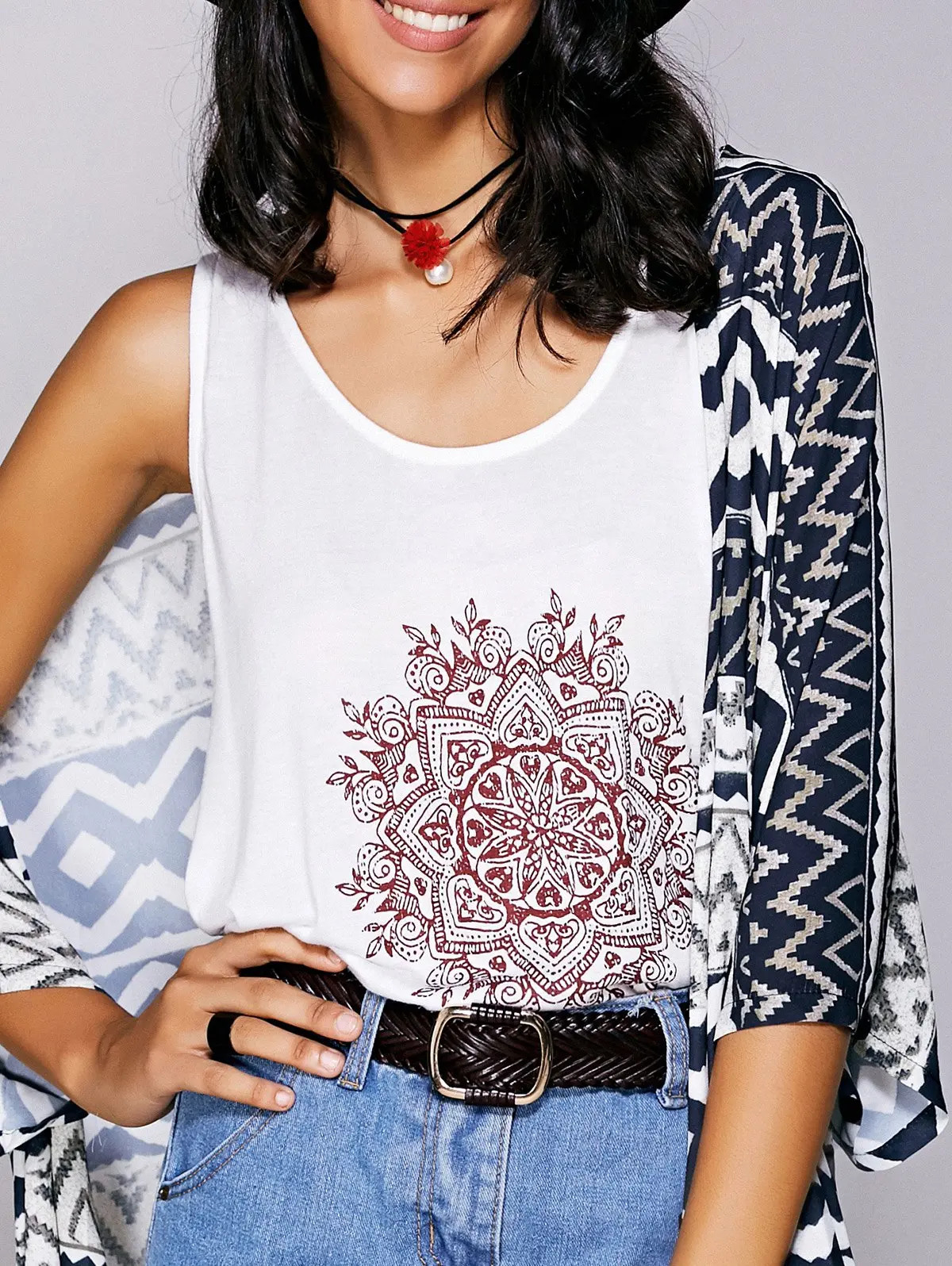 Casual  Scoop Neck Printed Tank Top For Women | Rosegal US