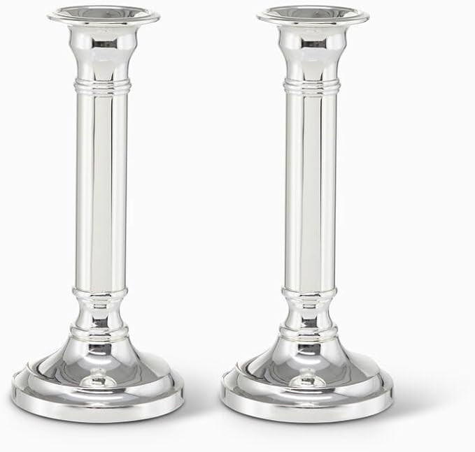 Tall Corinthian - Silver Plated Candlesticks - Elegant Tall Candle Holder Set of 2 | Amazon (US)