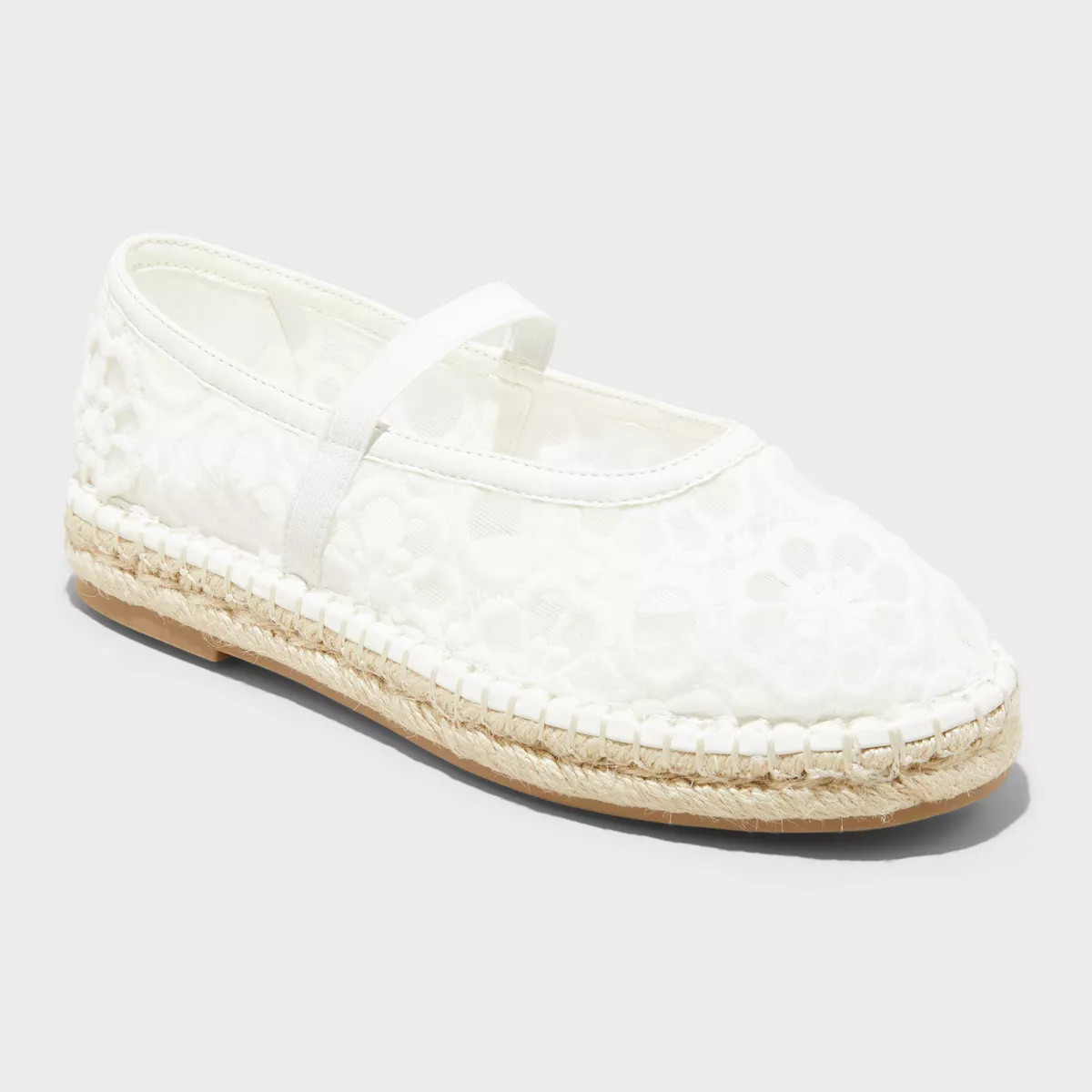 Women's Celia Floral Lace Mary Jane Espadrille Flat with Memory Foam Insole - Universal Thread™... | Target