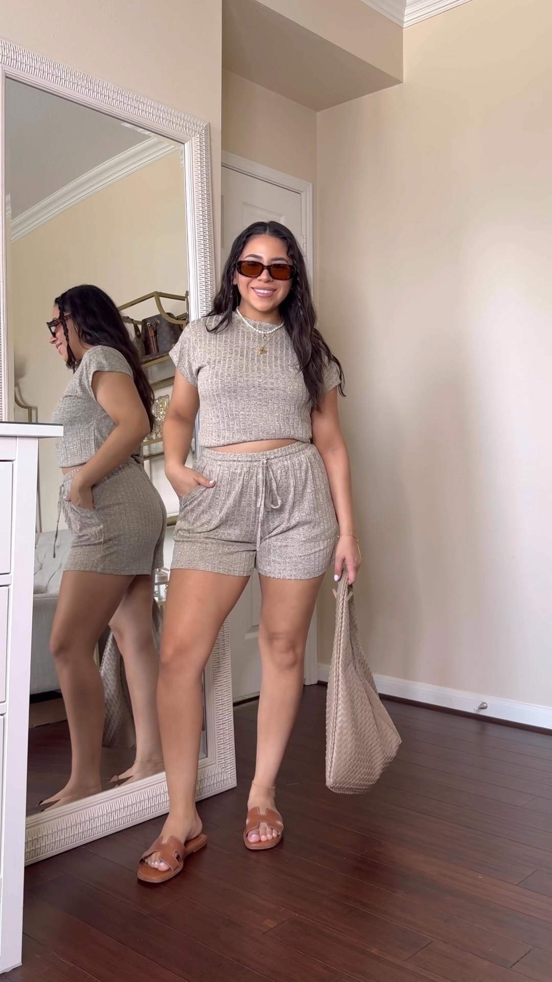 Amazon fashion finds neutral sets 
Set 1: small 
Set 2: small 
Brown sandals: 7 
Woven tote bag 
Polene número dix inspired bag 
Tortoise 90s sunglasses 
Pearl necklace 

#LTKFindsUnder50 #LTKStyleTip #LTKSeasonal