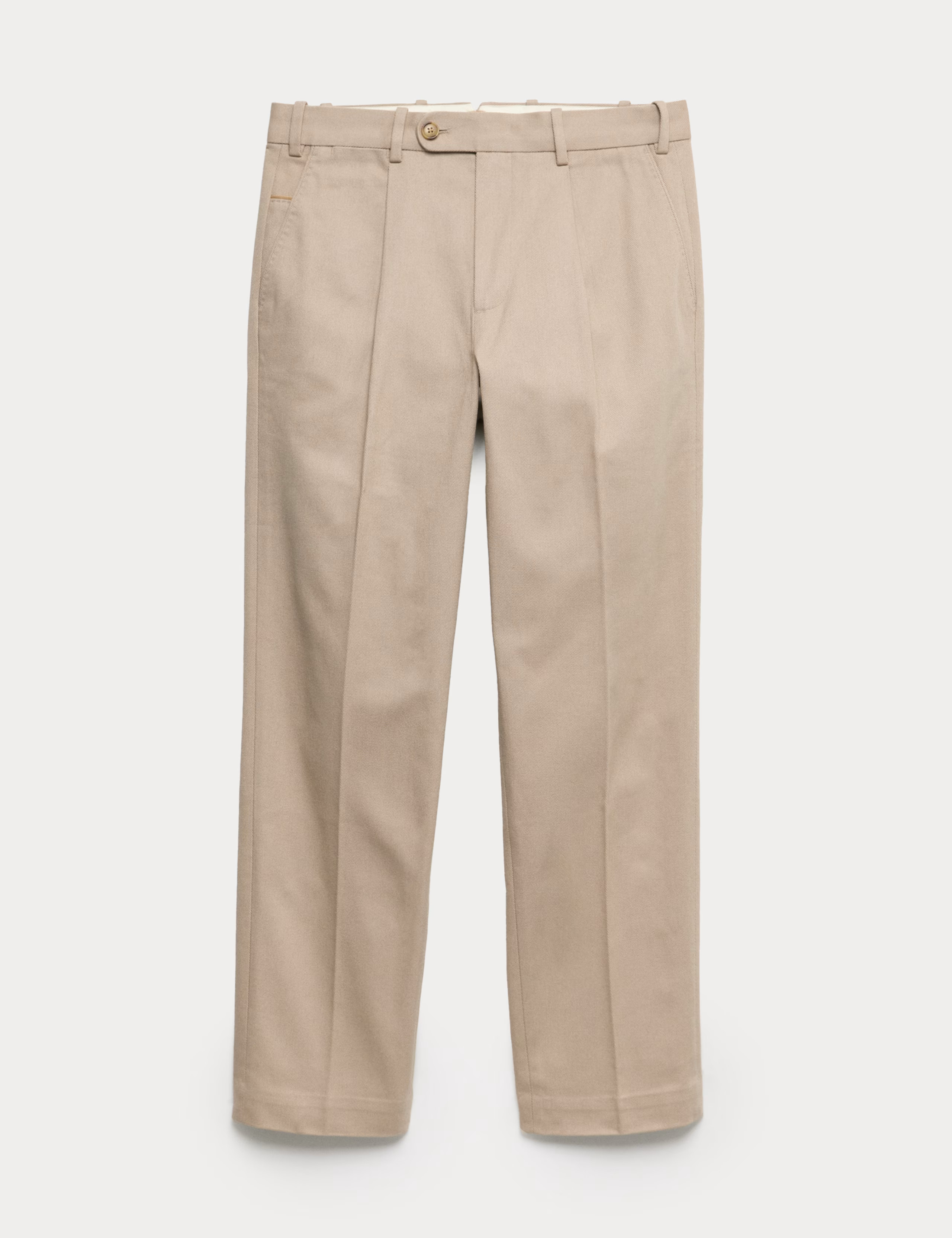 Pure Cotton Tapered Fit Pleated Twill Trousers | Marks & Spencer (UK)