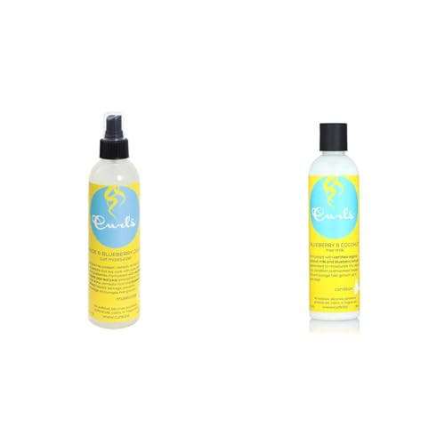 Curls Blueberry Bliss Aloe & Blueberry Juice Moisturizer 8 Oz |Blueberry Bliss Blueberry & Coconut Hair Milk 8 Fl Oz - Organic, Moisturizing, Leave in Conditioner for Curly, Coily, Natural Hair | Amazon (US)