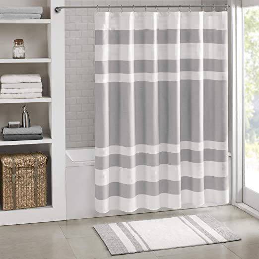 Madison Park Spa Waffle Shower Curtain Pieced Solid Microfiber Fabric with 3M Scotchgard Water Re... | Amazon (US)