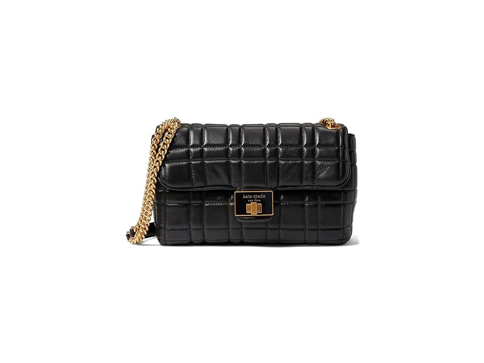 Kate Spade New York Evelyn Quilted Leather Medium Convertible Shoulder Bag (Black) Shoulder Handbags | Zappos