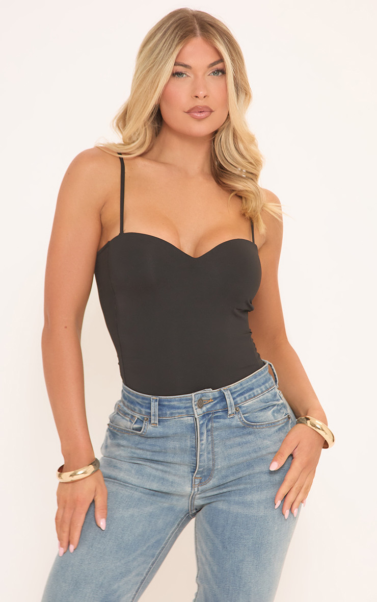 Sweetheart Neck Strappy Bodysuit In Black | EGO (UK)