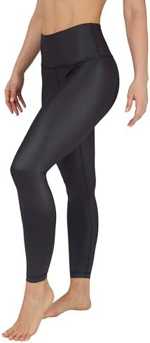 90 Degree By Reflex Womens High Waist High Shine Faux Leather Ankle Leggings | Amazon (US)