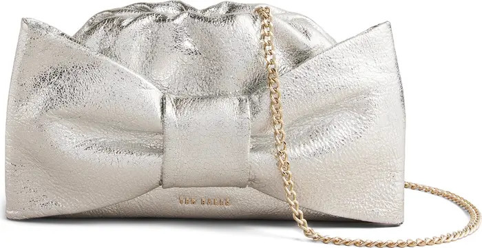 Ted Baker London Nisnia Bow Metallic Leather Clutch | Nordstrom | Nordstrom