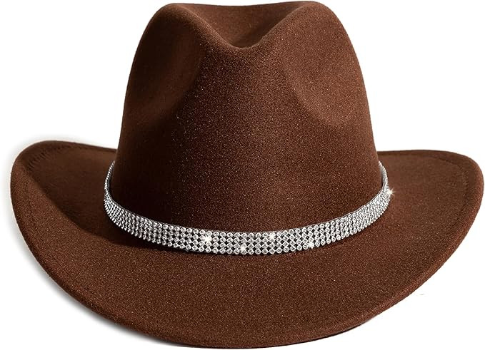Shiny Rhinestone Cowgirl Hat Bling Wide Brim Cowboy Hat Party | Amazon (US)
