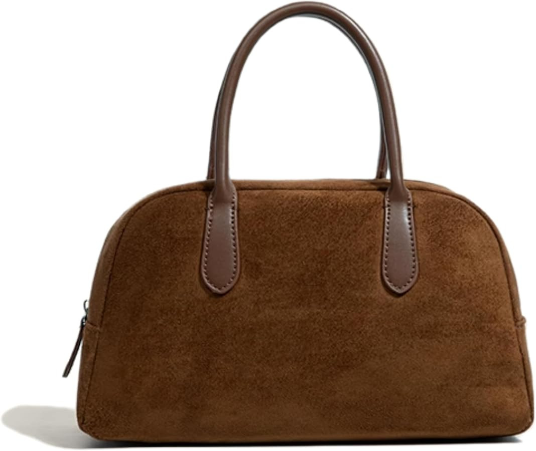 JOLLQUE Suede Handbag for Women,Vintage Top Handle Shoulder Bag,Retro Winter Autumn Work Tote Pur... | Amazon (US)