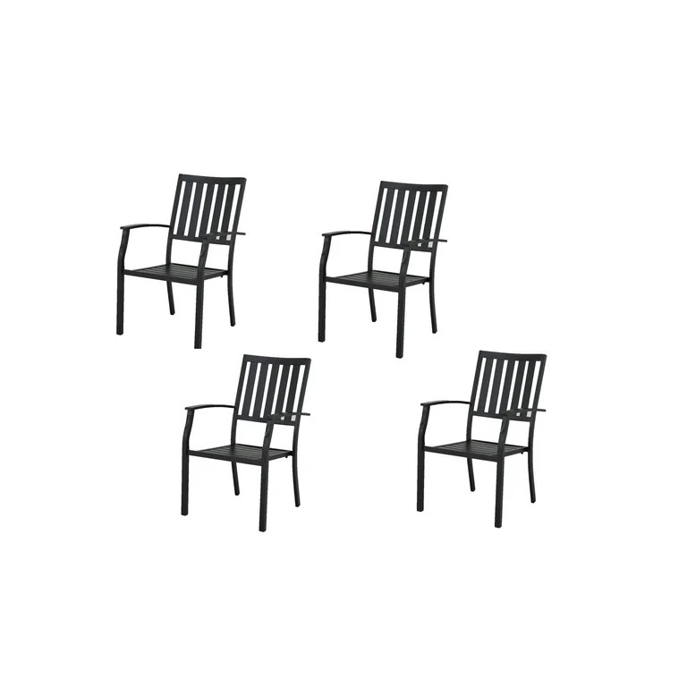 Better Homes & Gardens Camrose Farmhouse Steel Outdoor Slat Back Dining Chair - Set of 4, Black | Walmart (US)