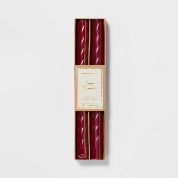 2pk Wax Decorative Holiday Rope Taper Candle - Threshold™ | Target