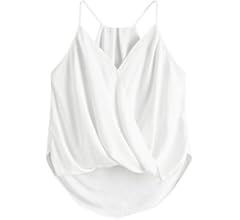 SheIn Women's Sleeveless Twist Front Wrap Cami Tank Top with Spaghetti Strap Tee | Amazon (US)