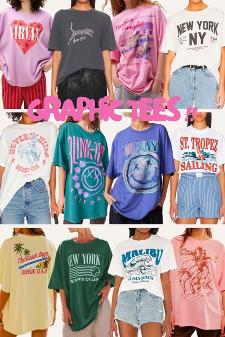 Fun colorful graphic tees for spring and summer! Wear with shorts, jeans, over dresses and over long sleeve tees. Perfect for warmer weather! 

#LTKfindsunder100