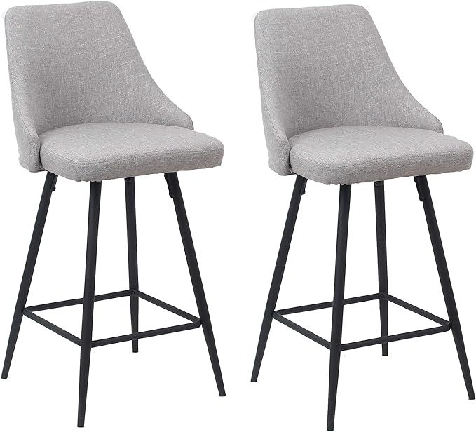 BTEXPERT Premium upholstered Dining 25" Seat Height High Back Bar Stool Chairs, Set of 2 Pack Gra... | Amazon (US)