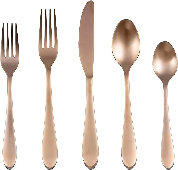 Fiesta Maraca Copper Satin 20 Piece Flatware Set, Service for 4 | Amazon (US)