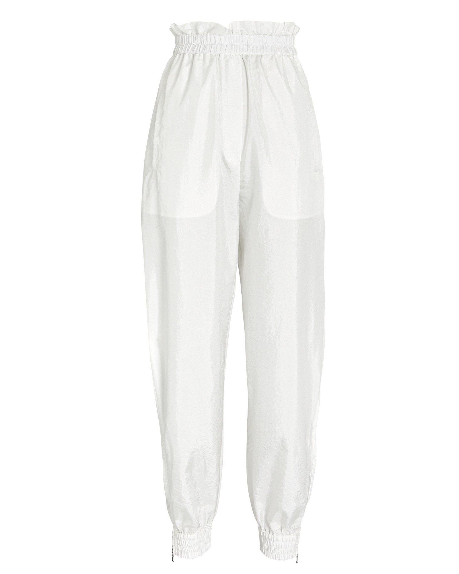 Tibi Crispy Nylon Paperbag Joggers, White S | INTERMIX