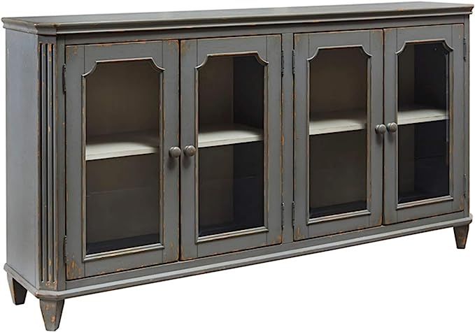 Signature Design by Ashley Mirimyn Vintage 68" 4-Door Accent Cabinet with Mirrored Glass and 2 Ad... | Amazon (US)