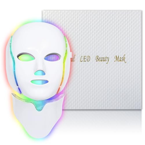 EVFOFO Red Light Therapy Mask for Face, 7 Custom Modes with 850nm Infrared & 630nm Red Light, Portable LED Face Mask Light Therapy with Timer for Home Use, White | Amazon (US)