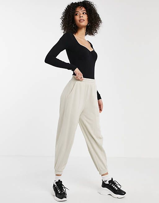 ASOS DESIGN Tall rib bodysuit with bust seams and long sleeve in black | ASOS (Global)
