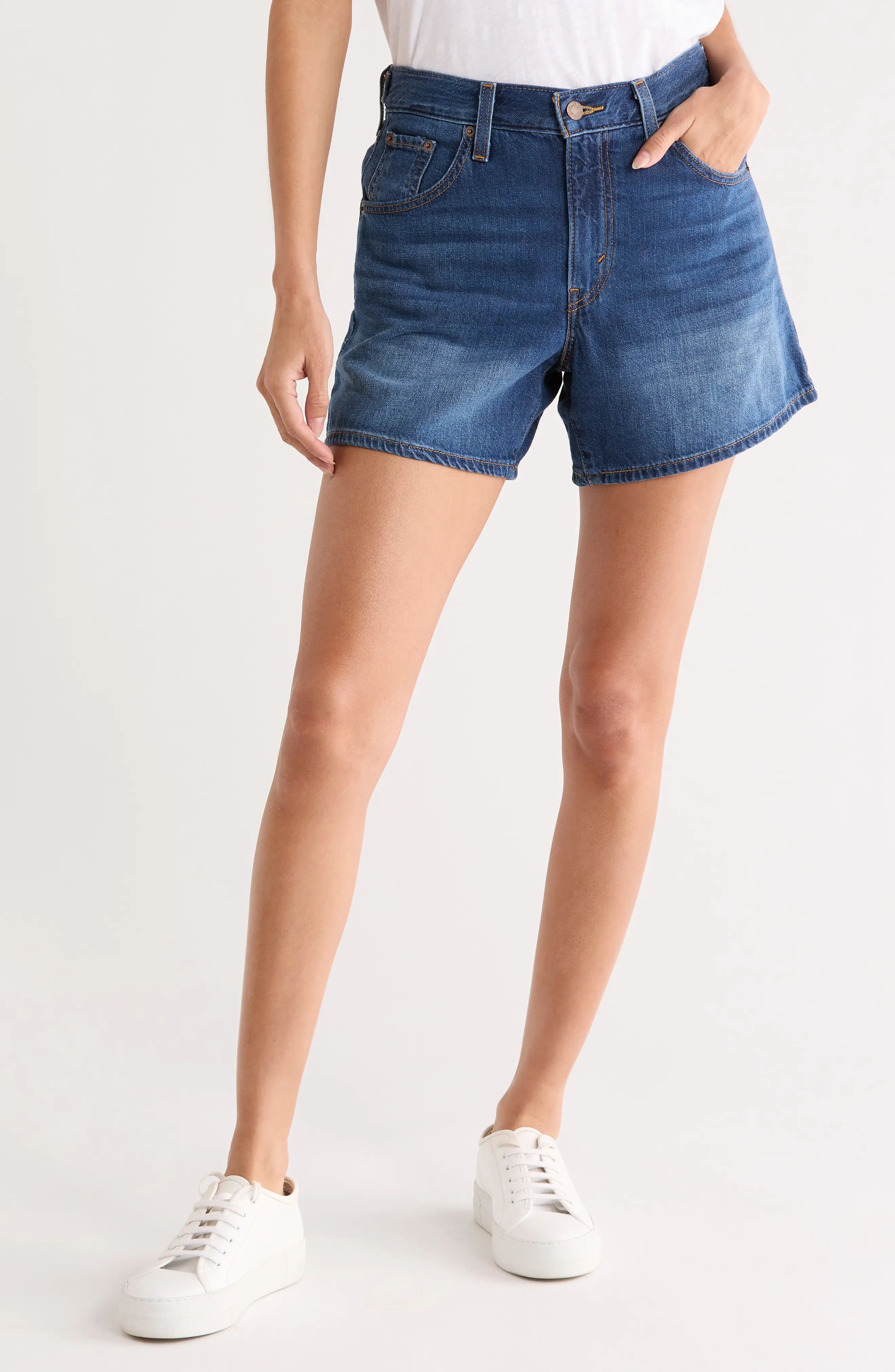 Cinch Mid Thigh Denim Shorts (Women) | Nordstromrack | Nordstrom Rack