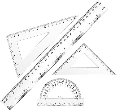 Thinp 4 Pieces Ruler Set Includes 12 Inch Straight Ruler Triangle Ruler and Protractor Math Geome... | Amazon (US)