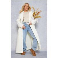 White Boucle Oversized Tie Waist Maxi Coat | PrettyLittleThing US