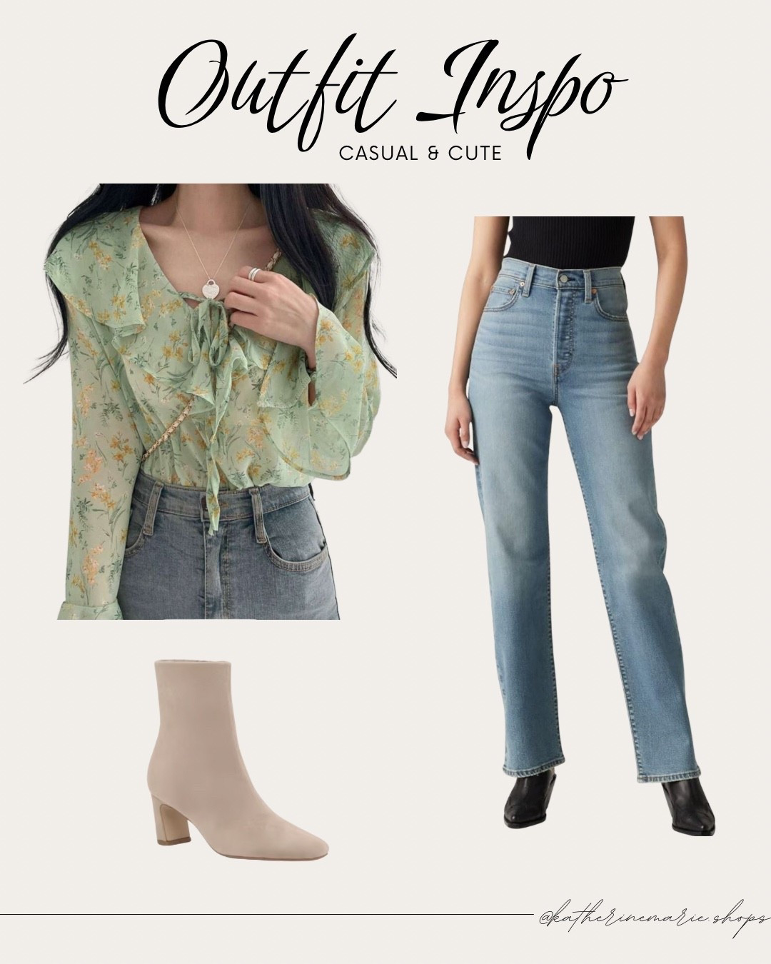 Affordable outfit inspo. Everything is either inexpensive or on sale. Perfect for a casual girls night out or date night. 

#LTKFindsUnder100 #LTKStyleTip #LTKShoeCrush