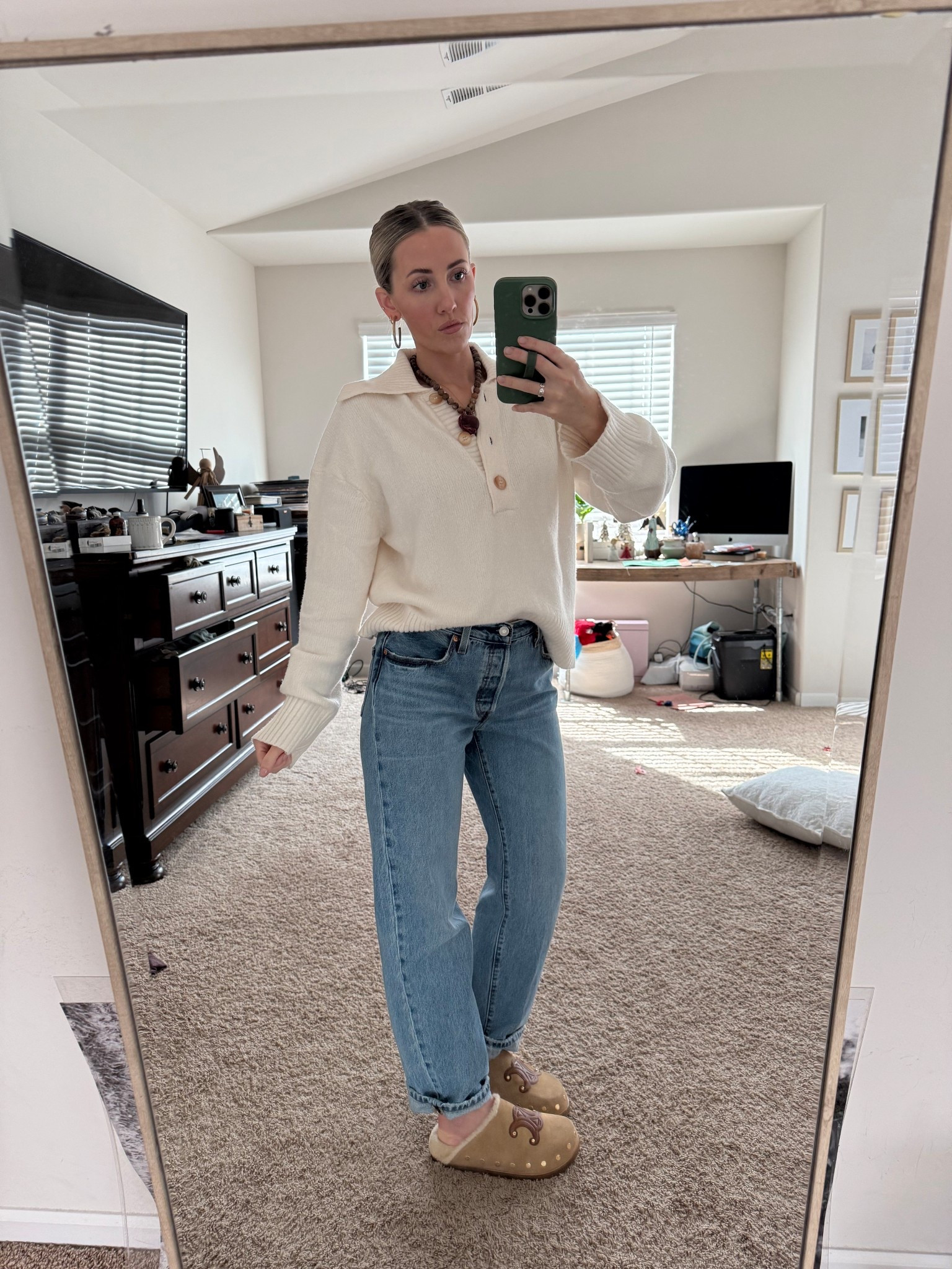 Ootd for a day out in town. 
Free people sweater size M 
Levi jeans from revolve 27 
Necklace is Altar’d State, but it’s not letting me link! 


#LTKmomlife #LTKootd #LTKFindsUnder100