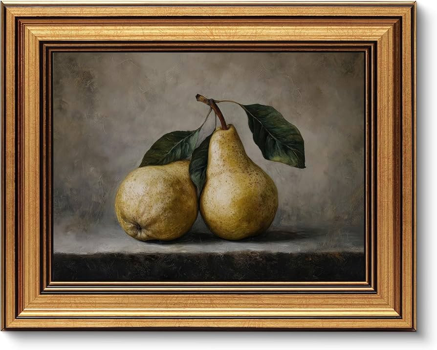 Vintage Gold Framed 3D Textured Wall Art Rustic Pear Still Life Wall Decor Picture Country Farmho... | Amazon (US)