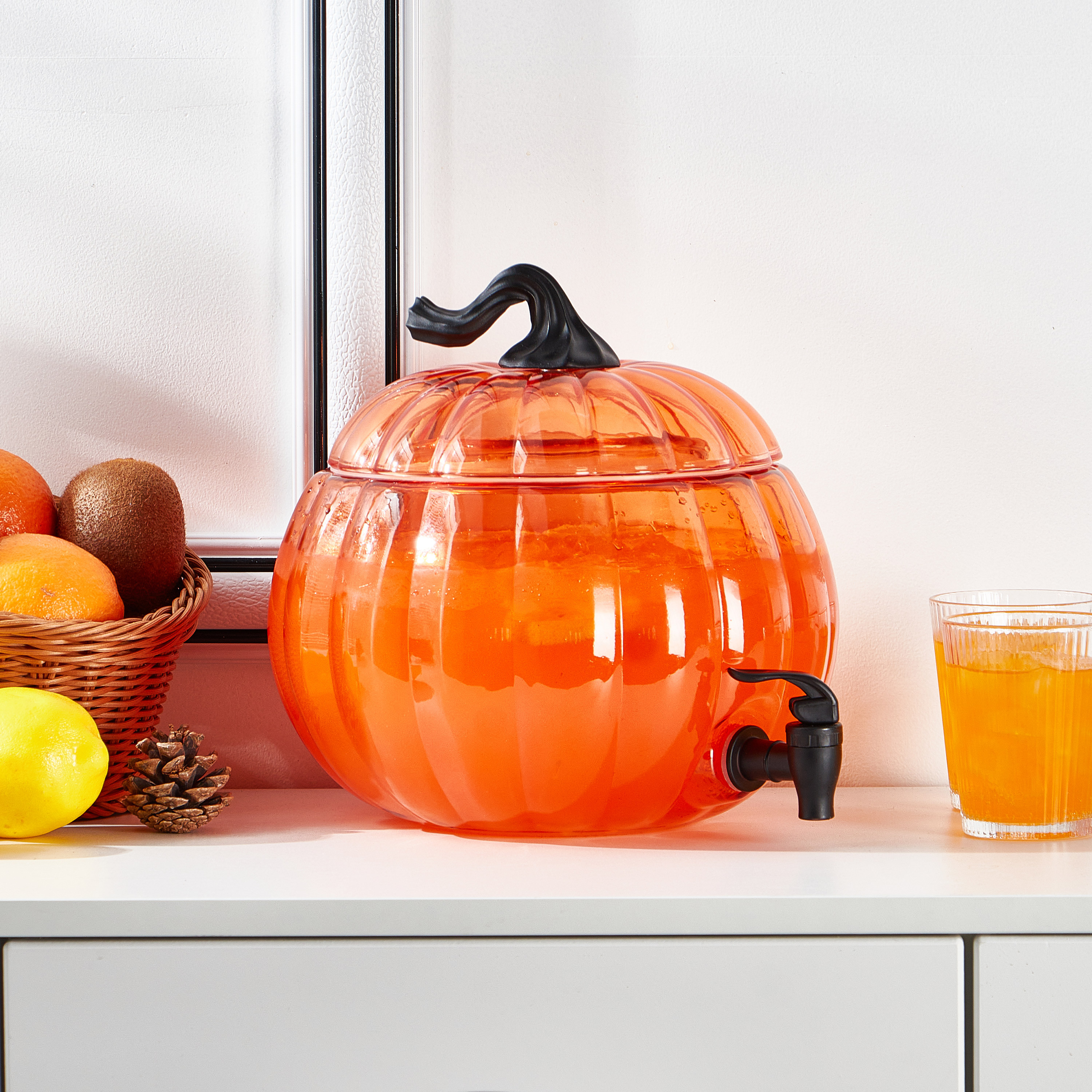 Way To Celebrate 1.5 Gal Orange Pumpkin Glass Dispenser | Walmart (US)