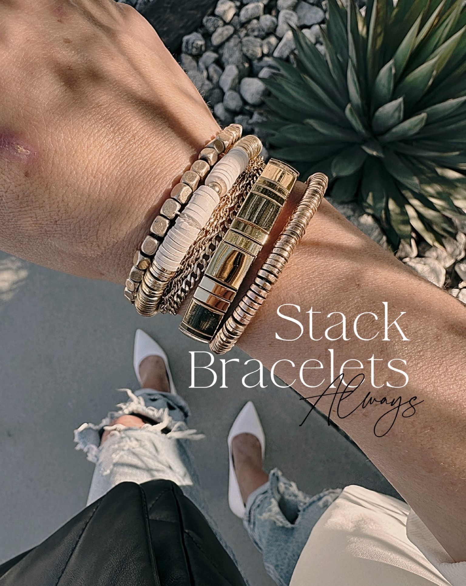 Stack Bracelets Always! 

In My Closet, Bracelet Stack, Accessories, Revolve, Revolve Fashion, Jeans, White Heels, White Pumps, Bracelets, Boho, Statement Jewelry, Festival Fashion, Concert Outfit, Spring Fashion

#LTKstyletip #LTKSeasonal #LTKFind