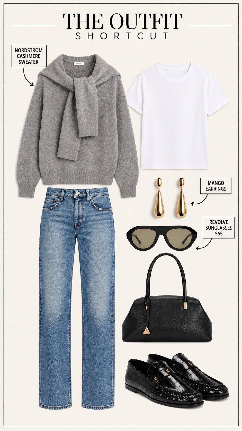 I love an outfit that looks expensive without actually requiring much thought. The grey cashmere with the denim, black accessories and gold earrings just looks polished without feeling overly dressed.

#LTKWorkwear #LTKOver40 #LTKootd