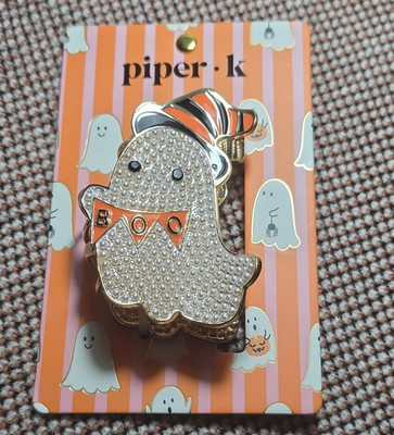 Piper- K Halloween Ghost Hair Clip Tone Rhinestone Crystal Enamel 2.5 in | eBay US