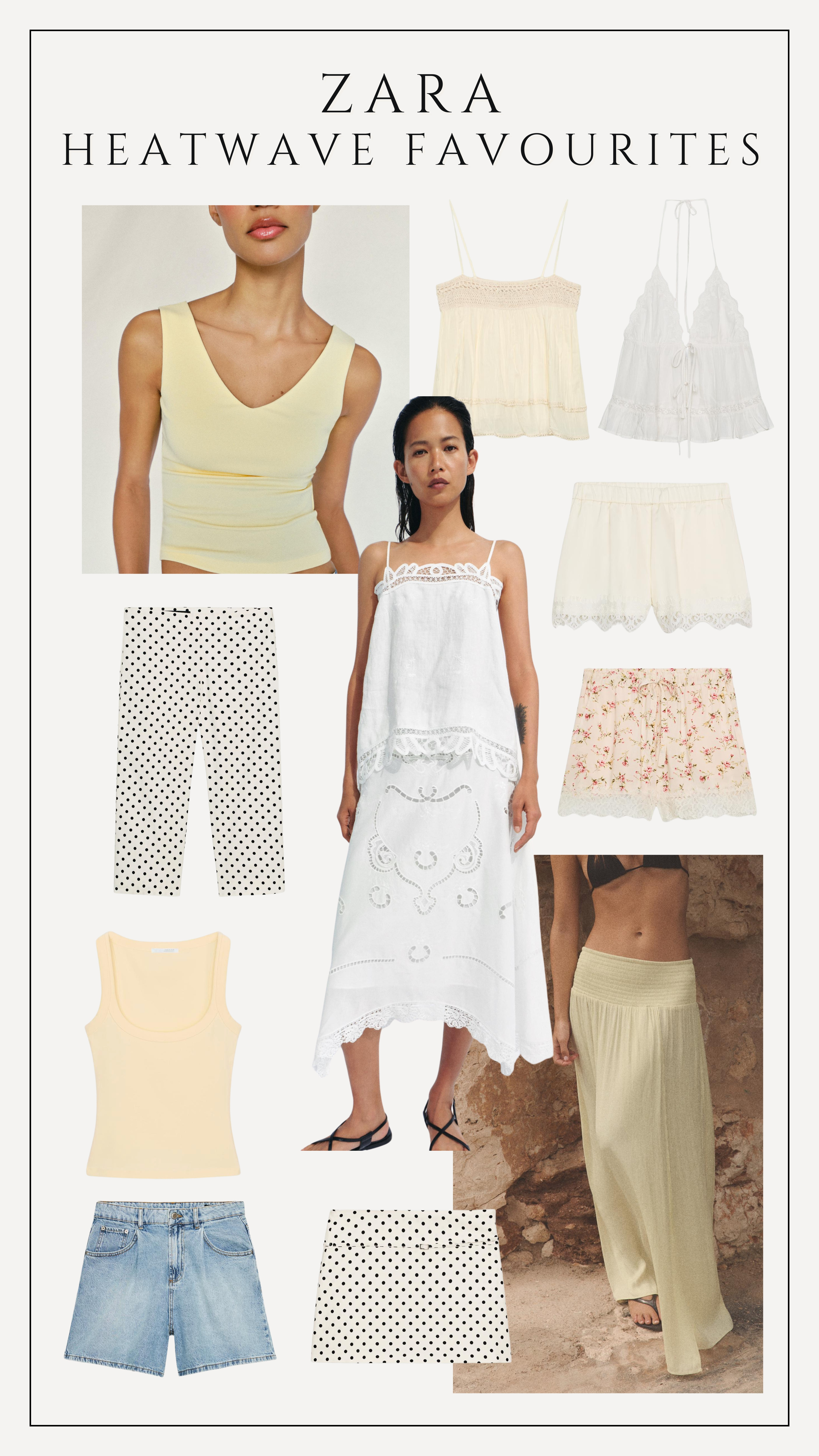 Faves from Zara for this weekend's heatwave 🌴

vest top, ribbed vest, butter yellow, strappy top, cami top, lace top, summer top, capris, mini skirt, maxi skirt, lace shorts, broderie, linen, summer outfit, hot weather, warm weather 

 #LTKuk #LTKsummer #LTKfestival