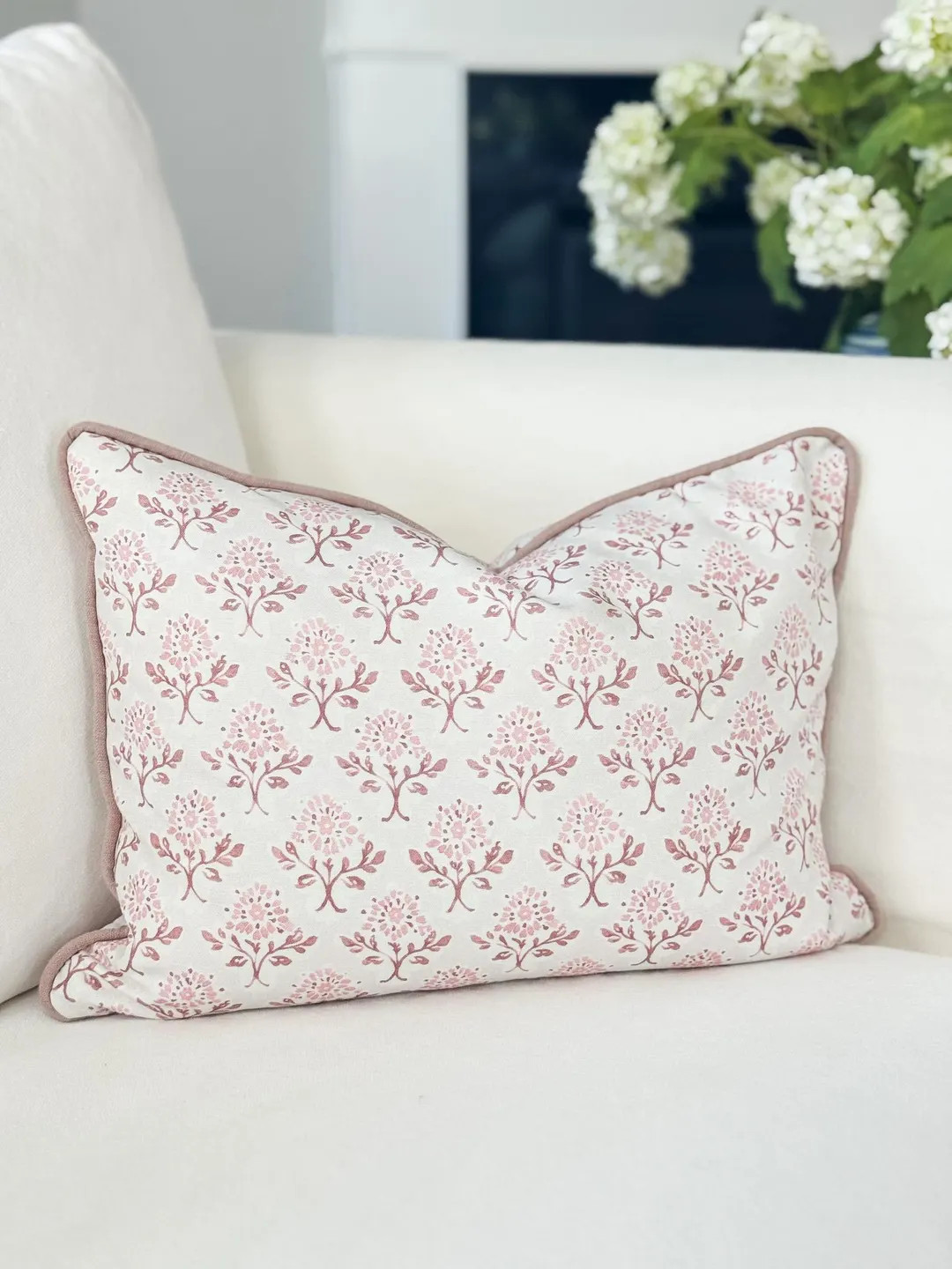 Whitney English Pink Willoughby Block Print Pillow Cover - Grandmillenial Decor | Etsy (Global)