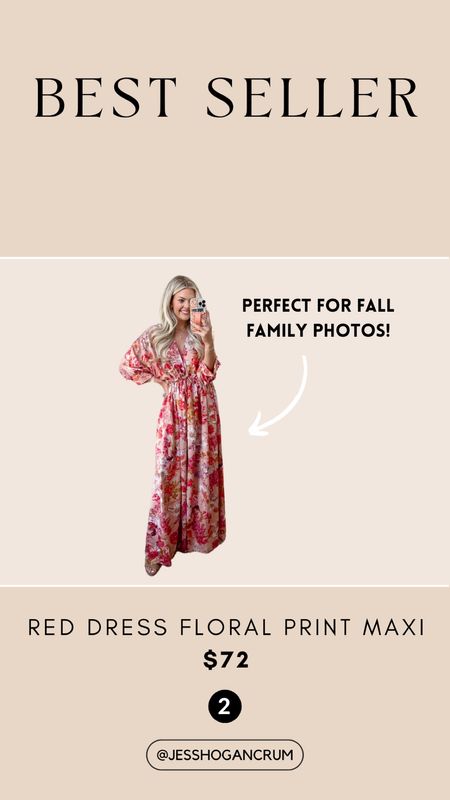 best seller, red dress floral print maxi, fall family pictures, wedding guest dress, outfit inspo, under $100

#LTKunder100 #LTKwedding #LTKfamily