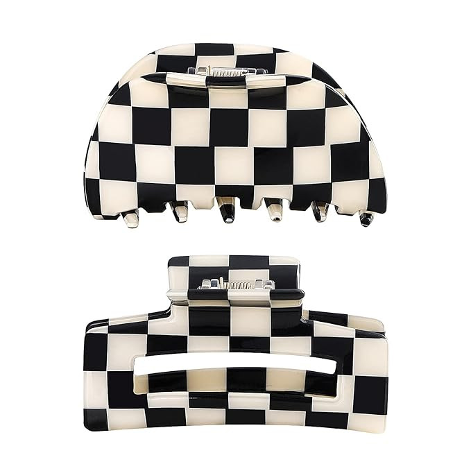 TODEROY Checker Claws Tortoise Barrettes Clips for Women No-Slip Grip Lattice Design Hair Jaw Cli... | Amazon (US)