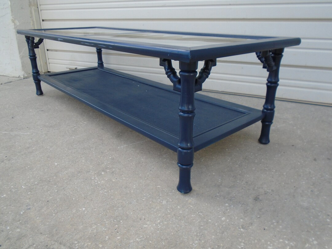 Fretwork Faux Bamboo Coffee Table Rectangular Hollywood Regency Chinese Chippendale Beach Cottage... | Etsy (US)