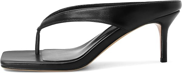 Thong Kitten Heels for Women Square Toe Flip Flop Low Heel Sandals Slip On Slides Comfortable Fas... | Amazon (US)